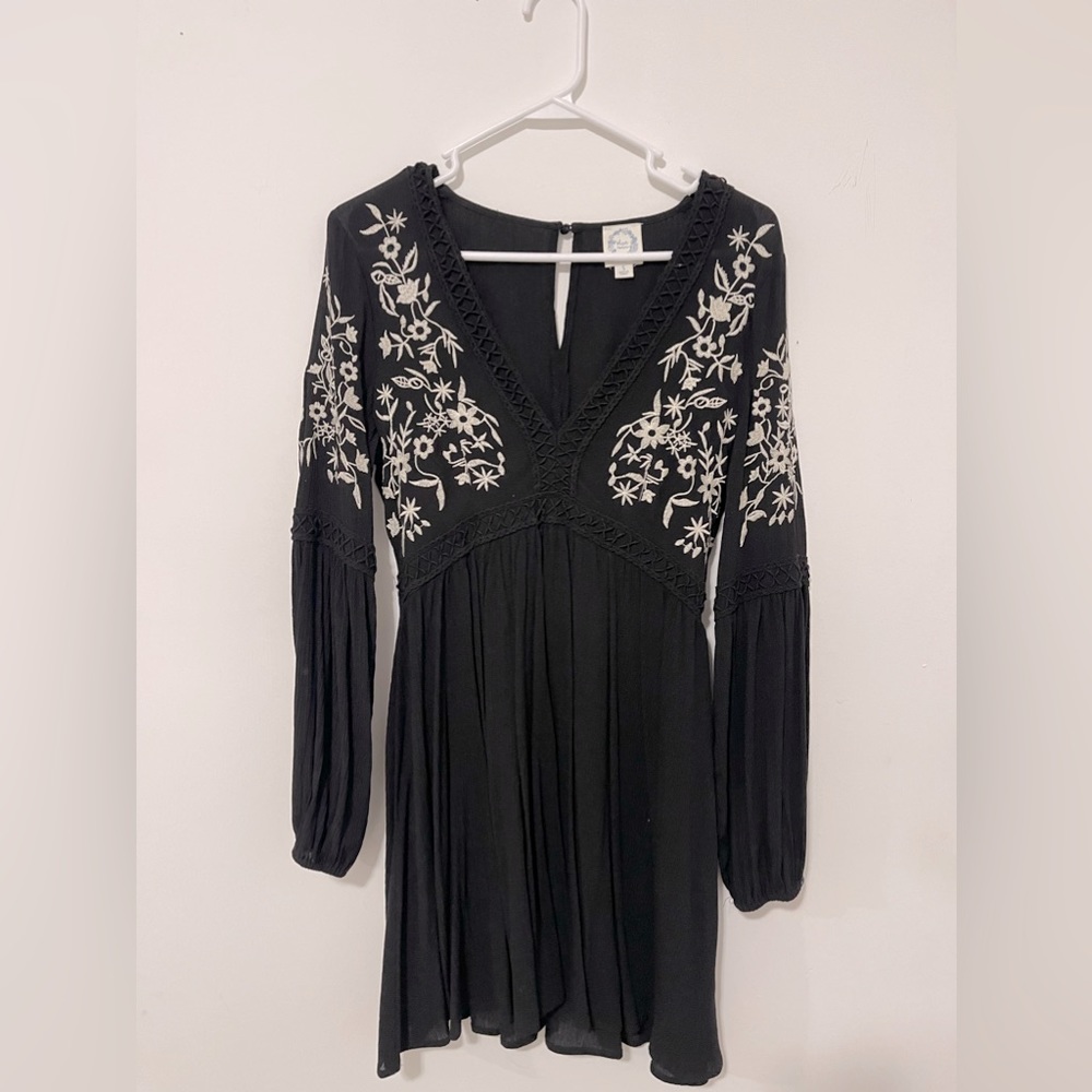 Embroidered A-Line Mini Dress
